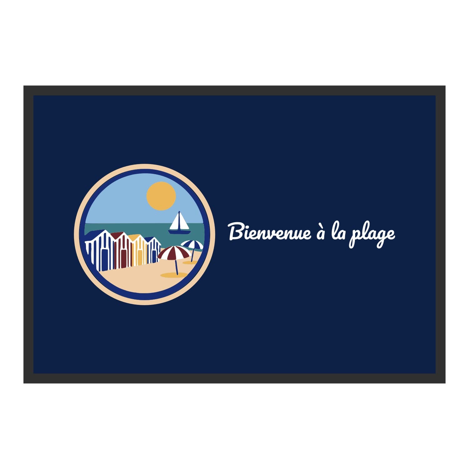 Vue du tapis Affiche cabines de plage dans son format et ses couleurs de départ