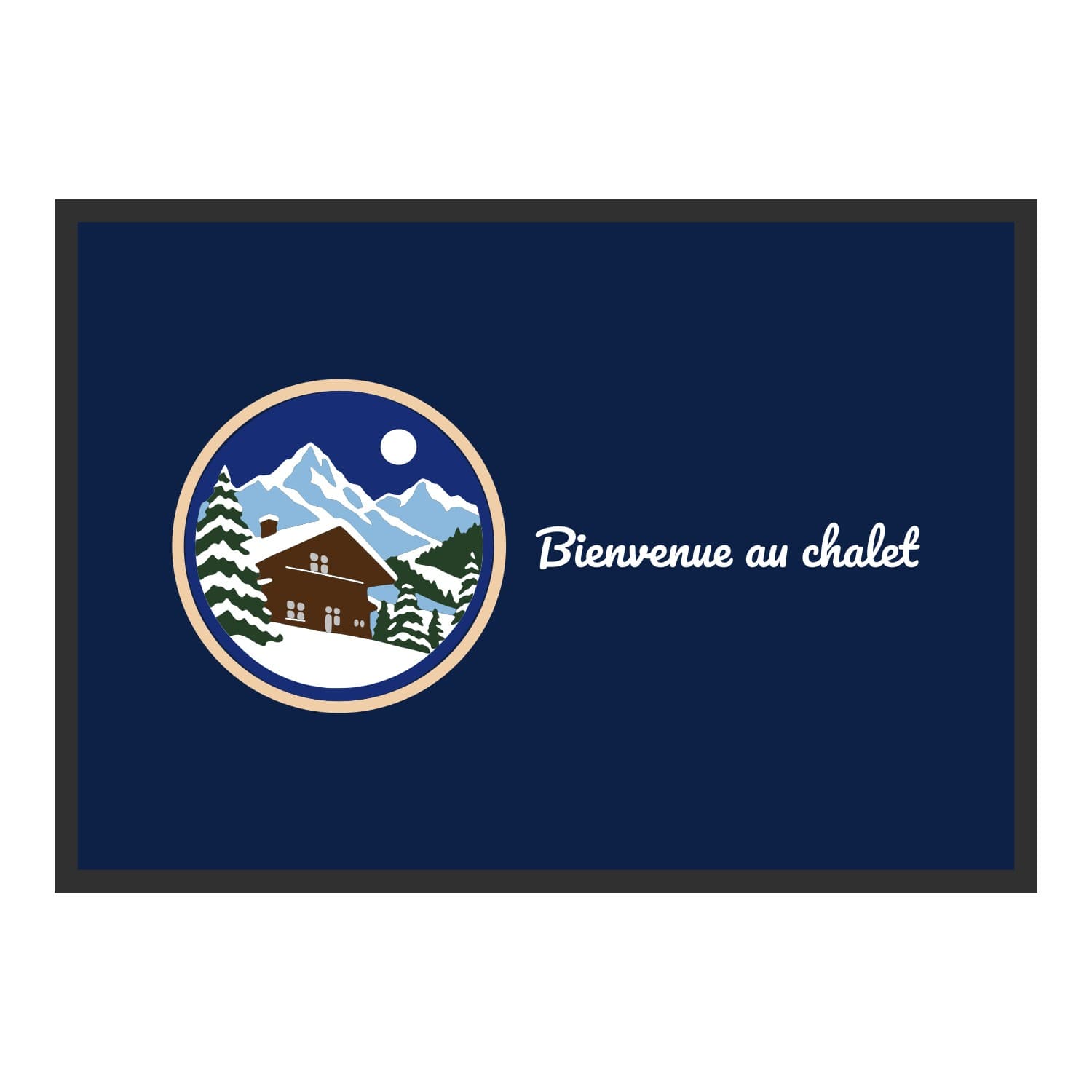 Vue du tapis Affiche chalet sous la neige dans son format et ses couleurs de départ