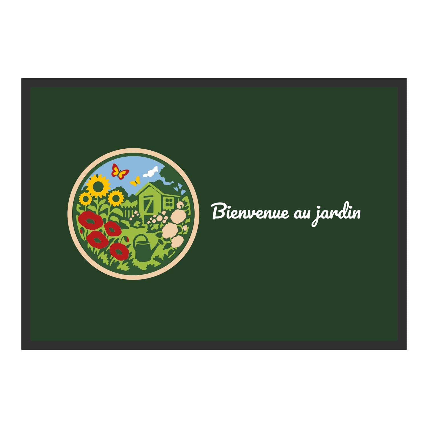Vue du tapis Affiche jardin fleuri dans son format et ses couleurs de départ