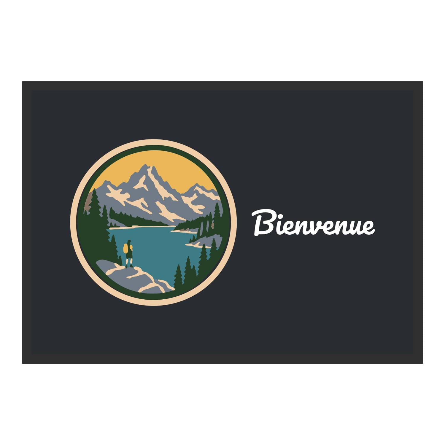 Vue du tapis Affiche lac de montagne dans son format et ses couleurs de départ