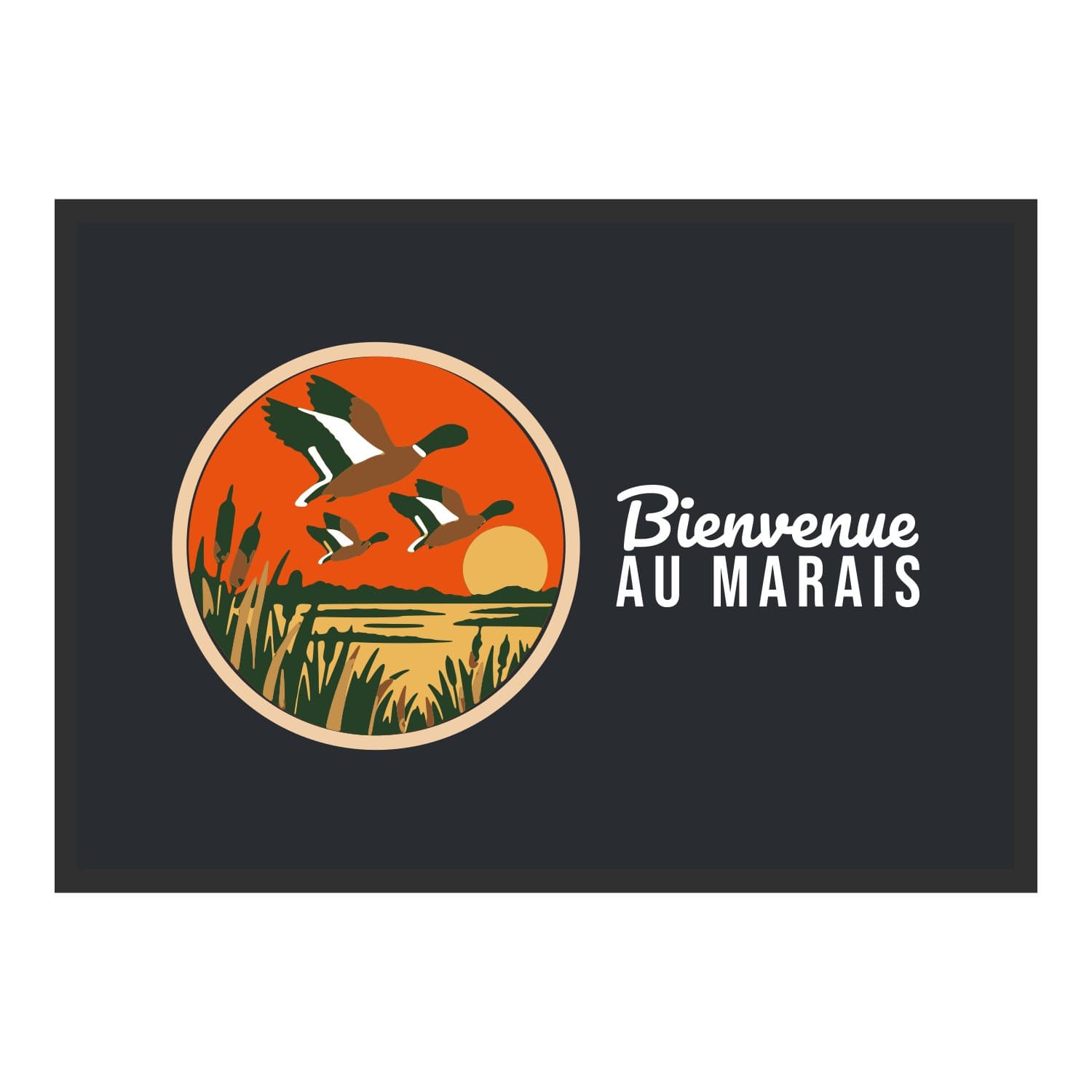 Vue du tapis Affiche passage des colverts dans son format et ses couleurs de départ