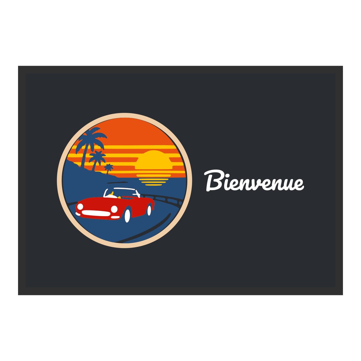 Vue du tapis Affiche route côtière dans son format et ses couleurs de départ