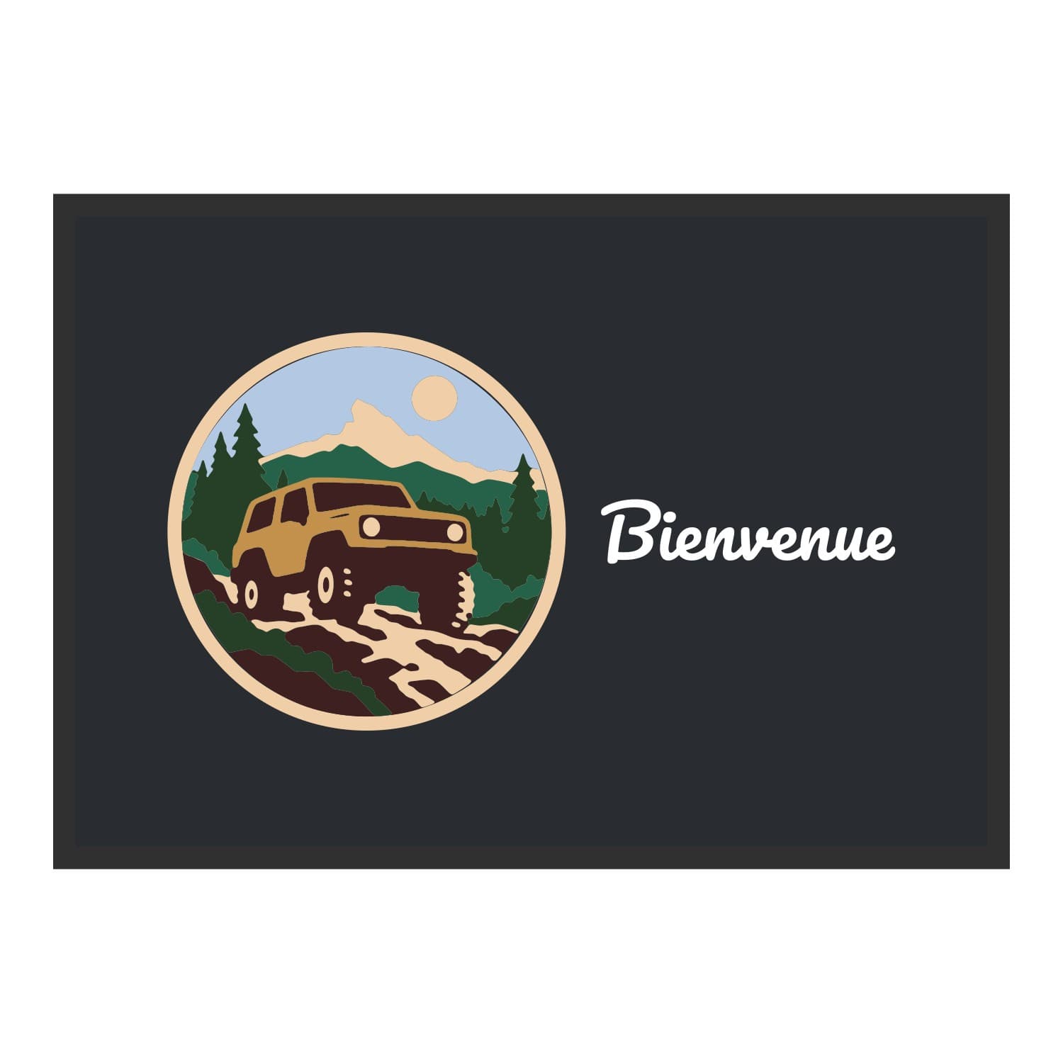 Vue du tapis Affiche tout-terrain dans son format et ses couleurs de départ