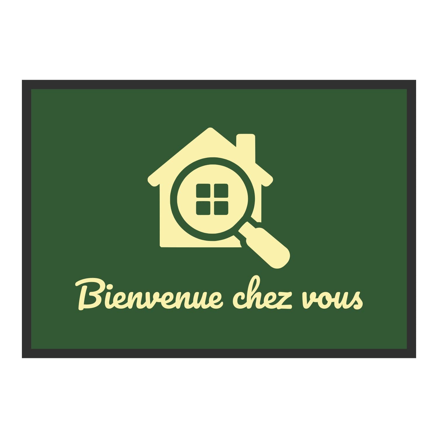 Vue du tapis Loupe Bienvenue chez vous dans son format et ses couleurs de départ