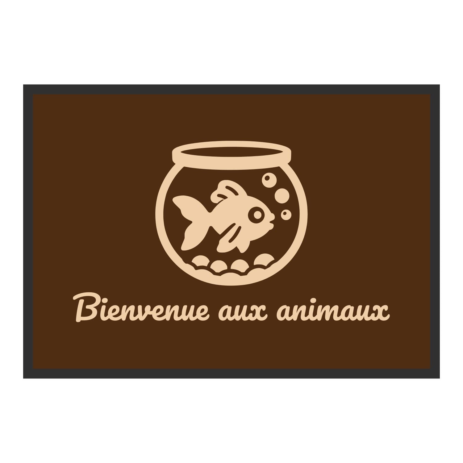 Vue du tapis Bocal Bienvenue aux animaux dans son format et ses couleurs de départ