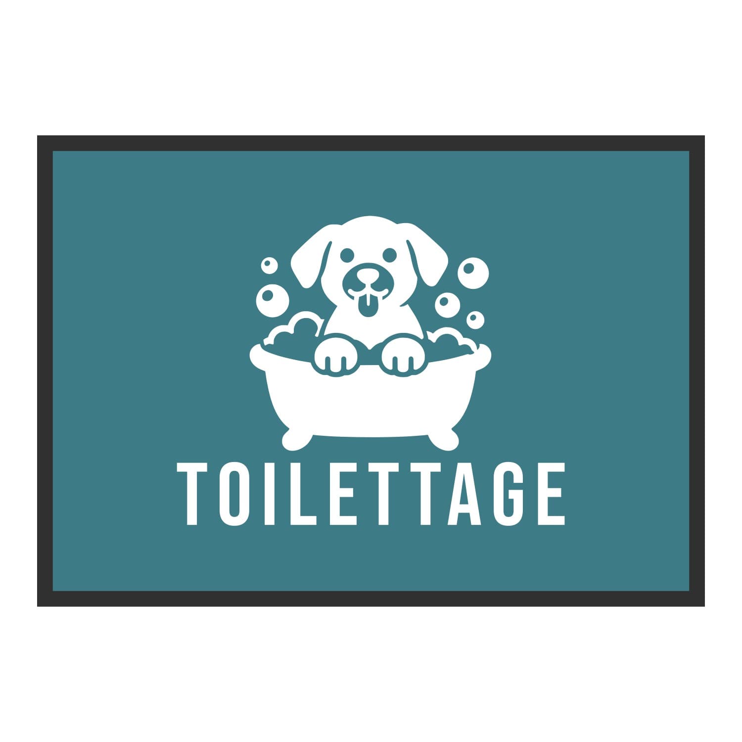 Vue du tapis Chien au bain Toilettage dans son format et ses couleurs de départ