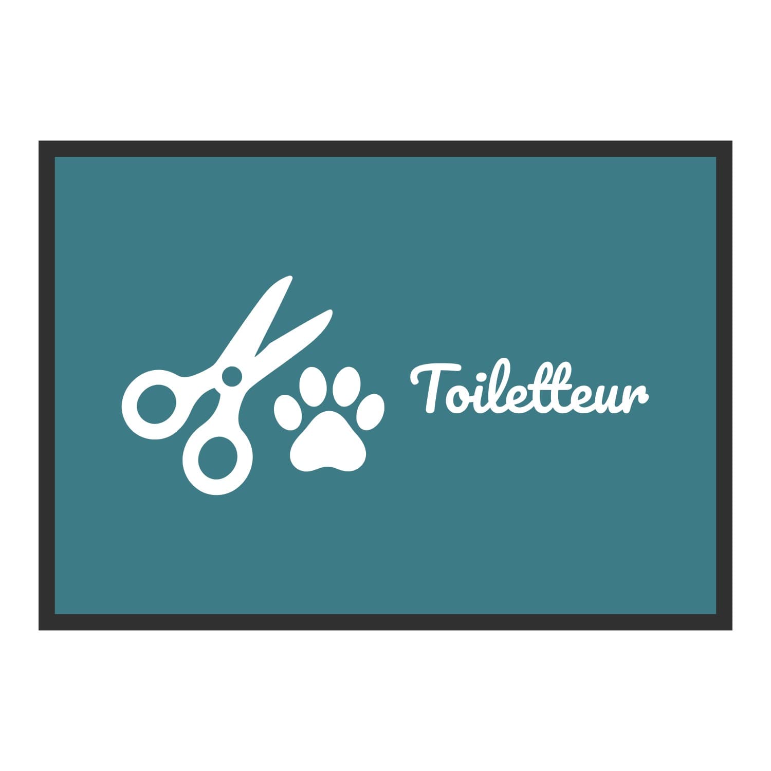 Vue du tapis Ciseaux et patte Toiletteur dans son format et ses couleurs de départ
