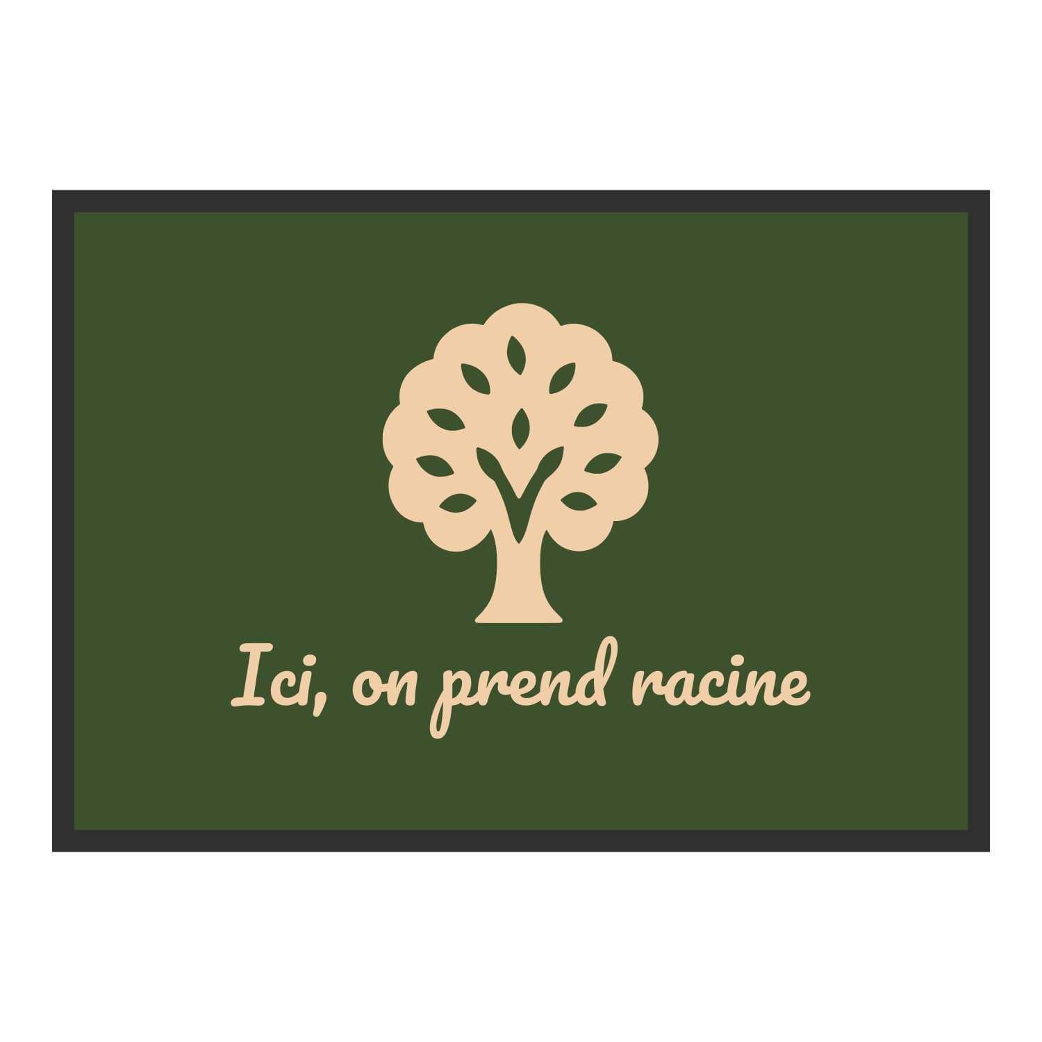 Vue du tapis Ici, on prend racine dans son format et ses couleurs de départ