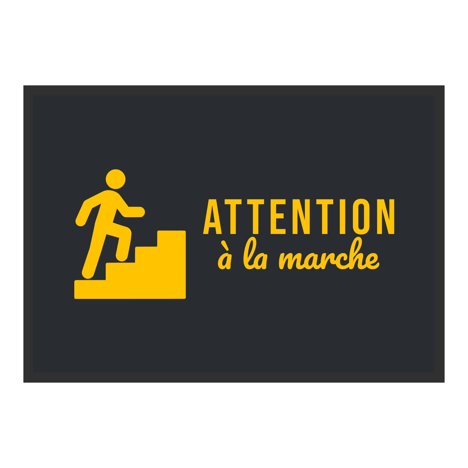 Vue du tapis Attention à la marche dans son format et ses couleurs de départ
