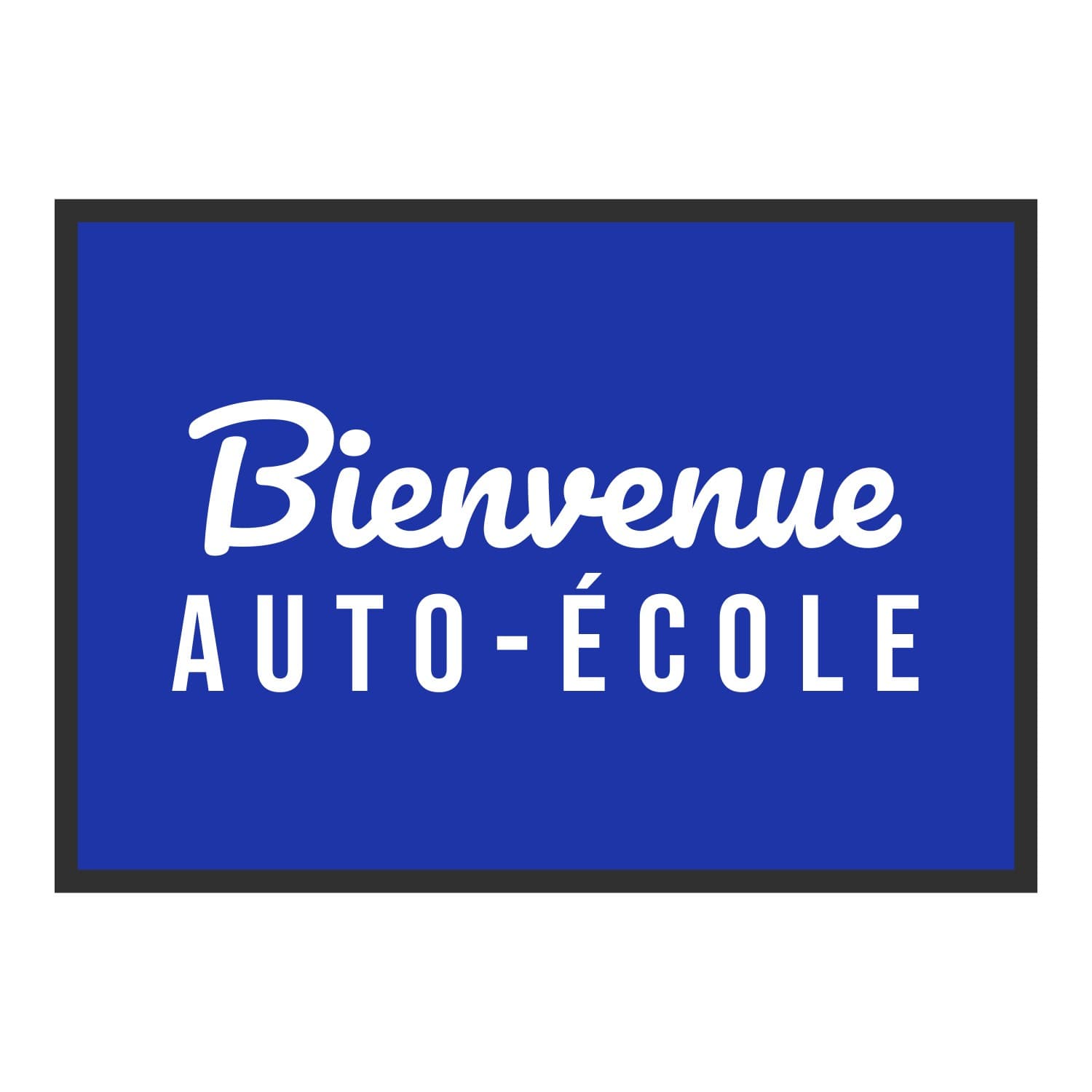 Vue du tapis Bienvenue auto-école dans son format et ses couleurs de départ