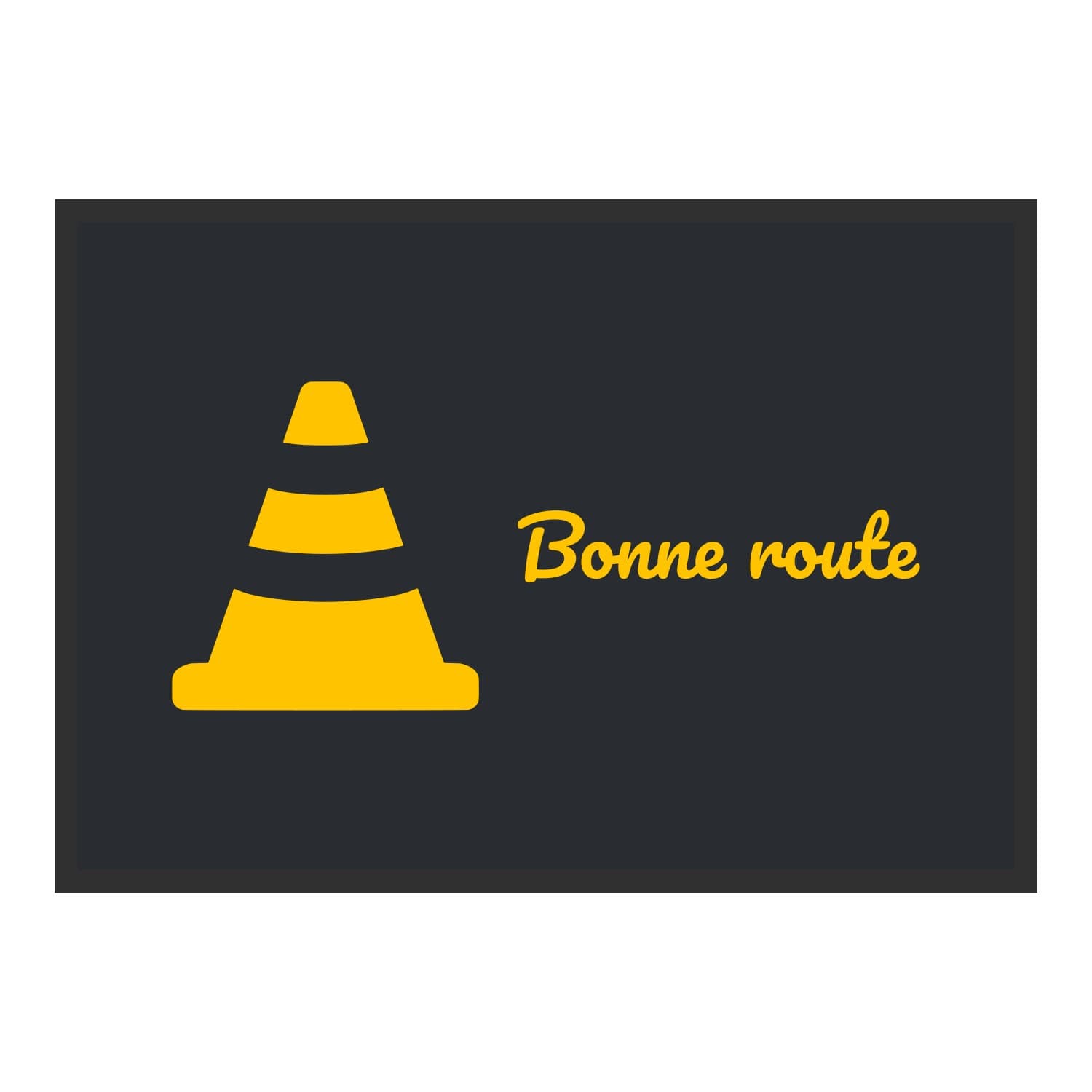 Vue du tapis Cône Bonne route dans son format et ses couleurs de départ