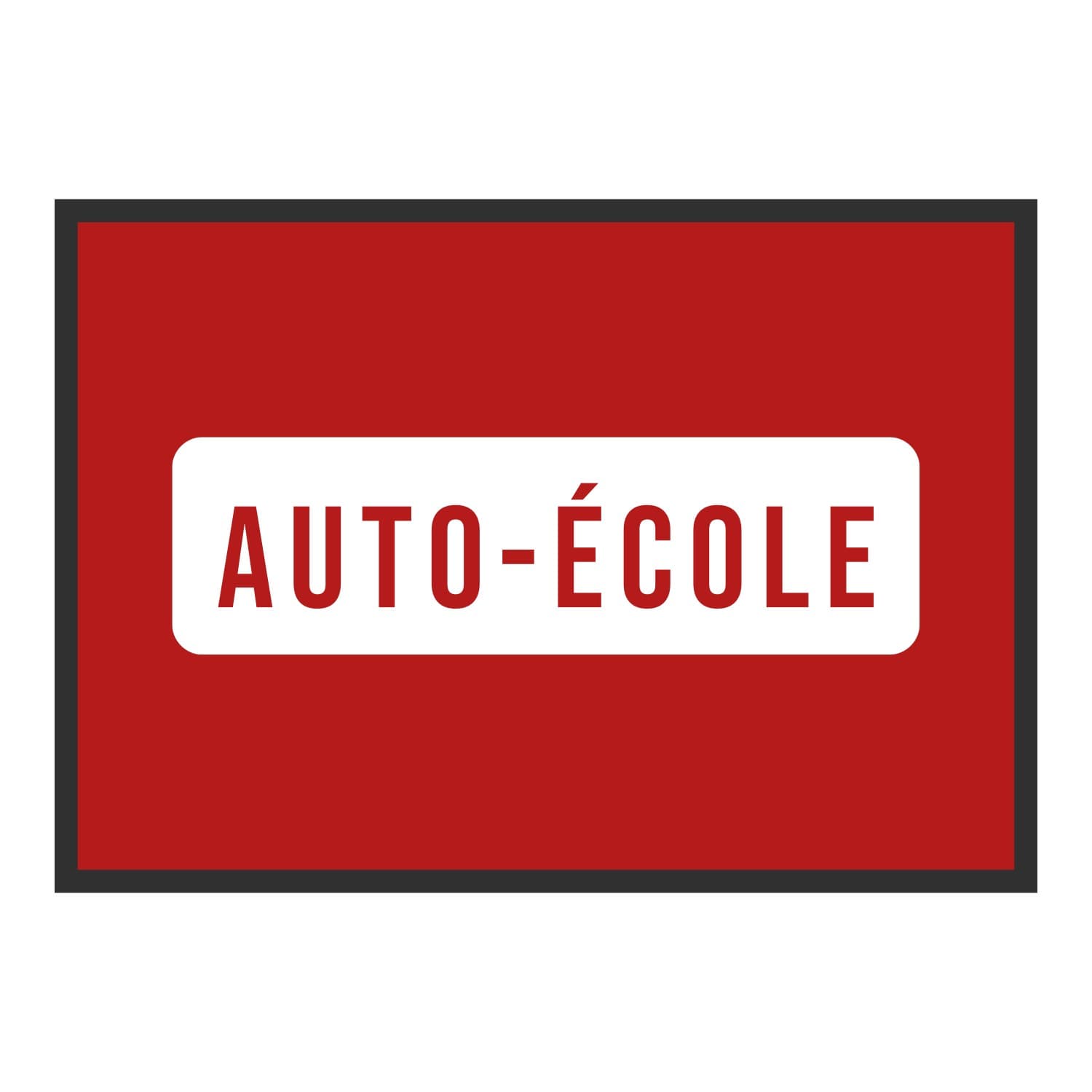 Vue du tapis Auto-école panneau dans son format et ses couleurs de départ