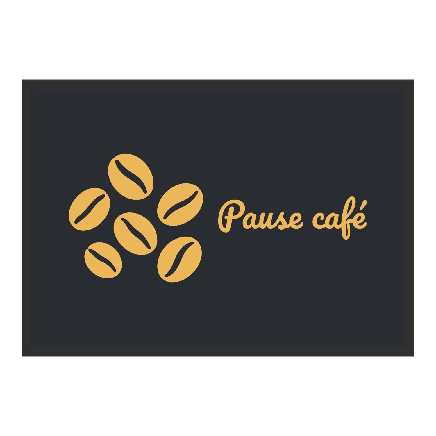 Vue du tapis Grains de café Pause café dans son format et ses couleurs de départ