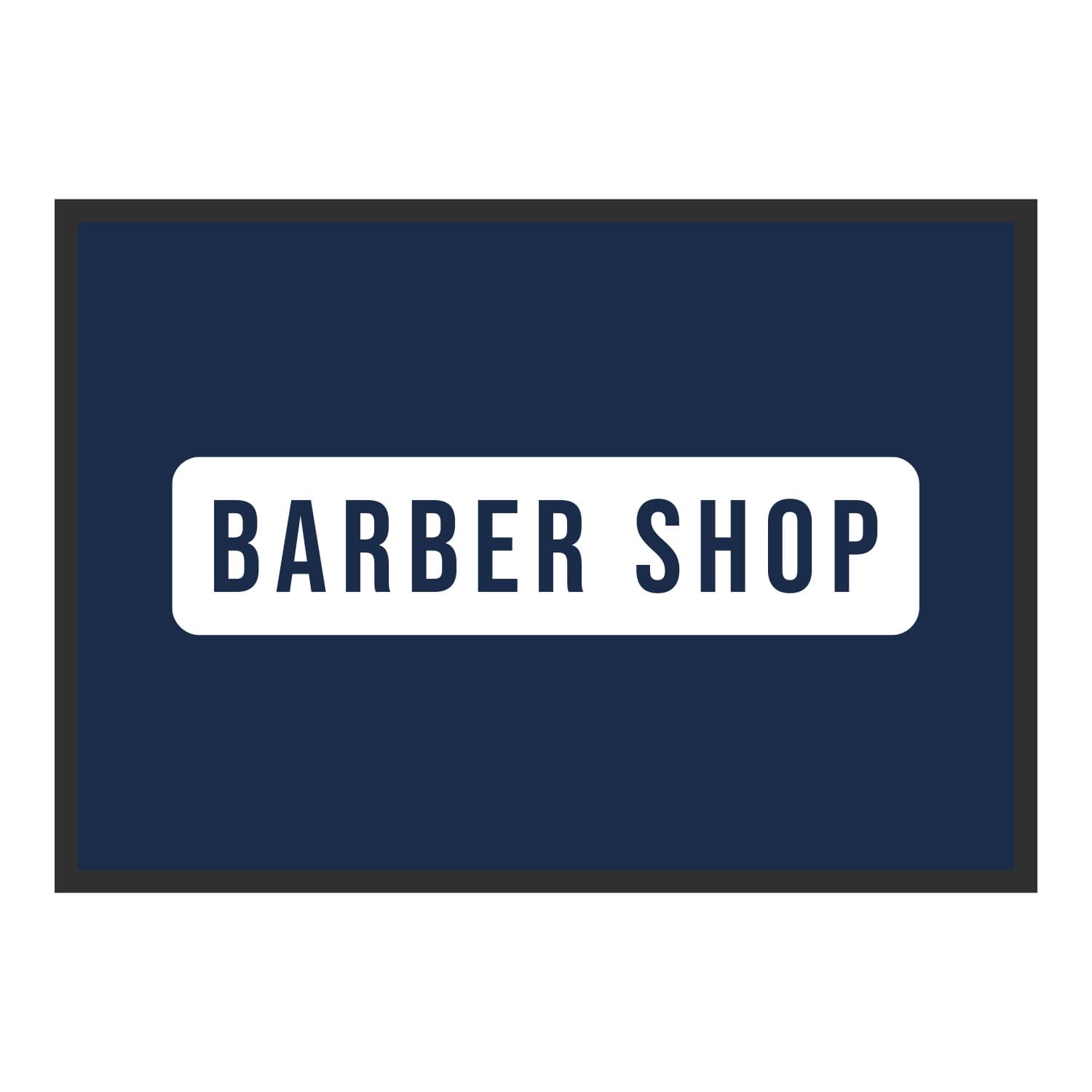 Vue du tapis Barber shop panneau dans son format et ses couleurs de départ
