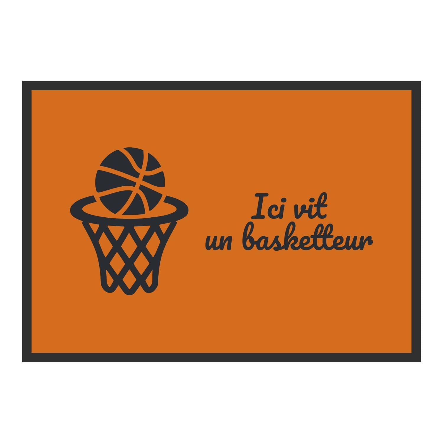 Vue du tapis Ici vit un basketteur dans son format et ses couleurs de départ
