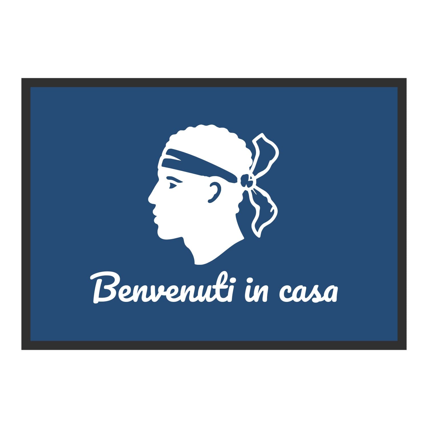 Vue du tapis Benvenuti in casa dans son format et ses couleurs de départ