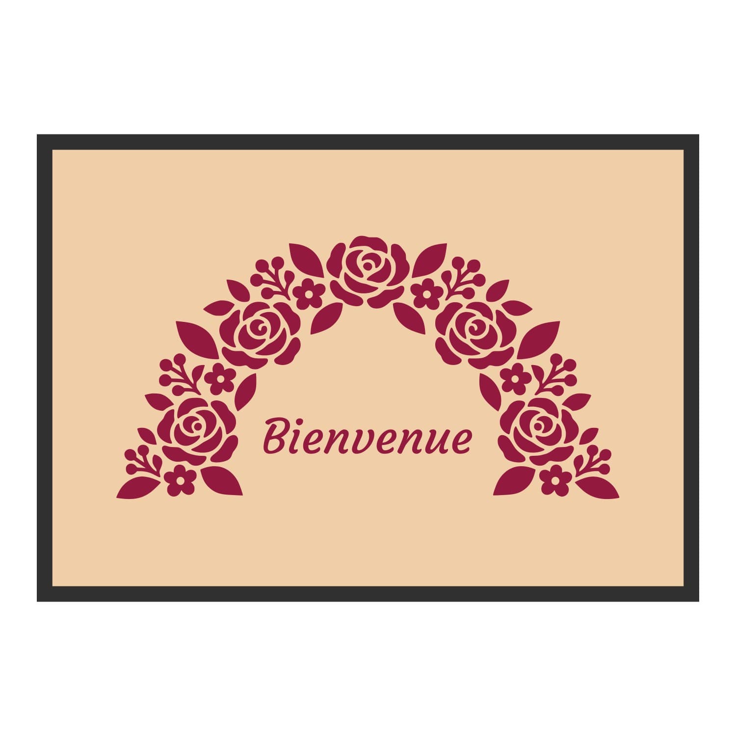Vue du tapis Bienvenue arche fleurie dans son format et ses couleurs de départ