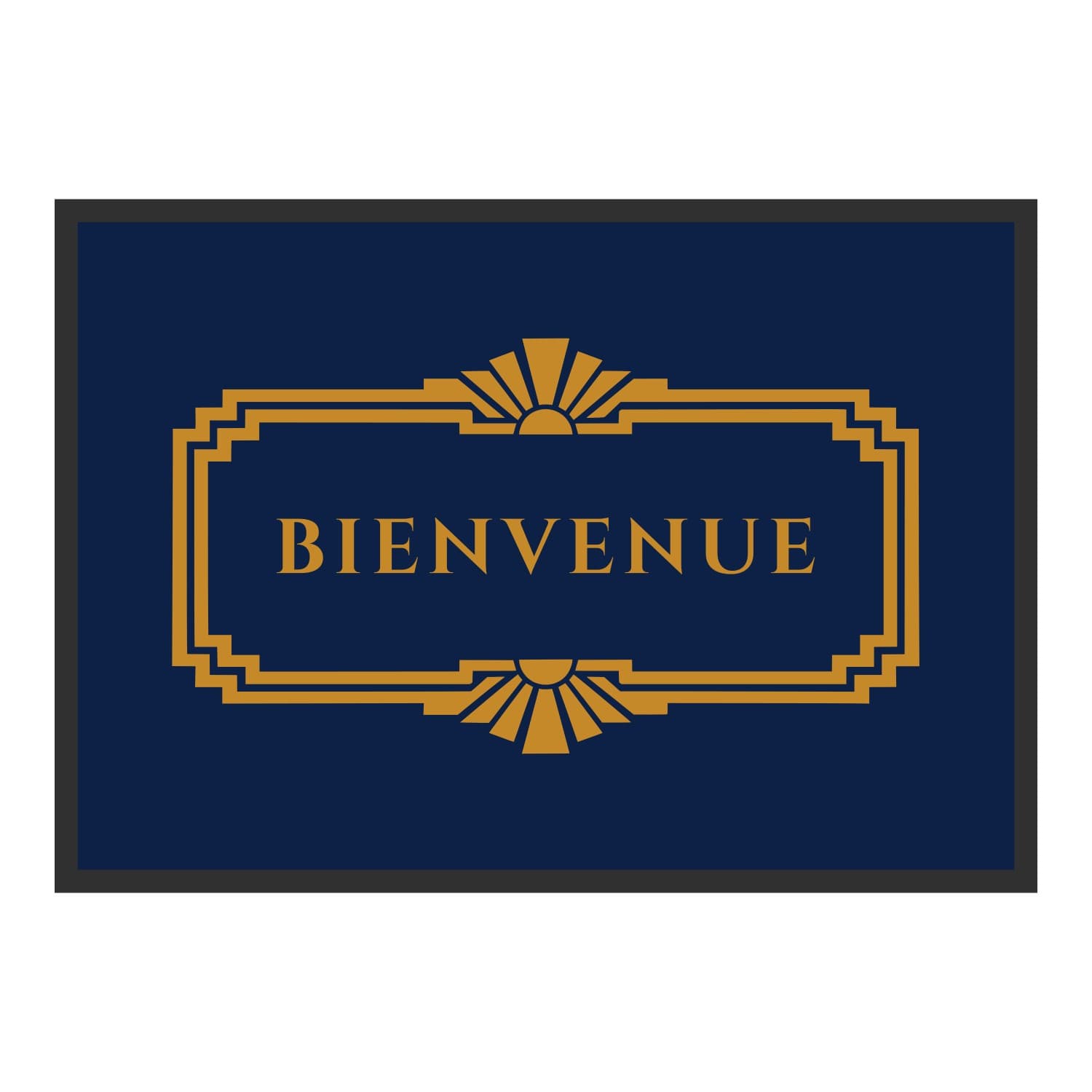 Vue du tapis Bienvenue Art déco dans son format et ses couleurs de départ