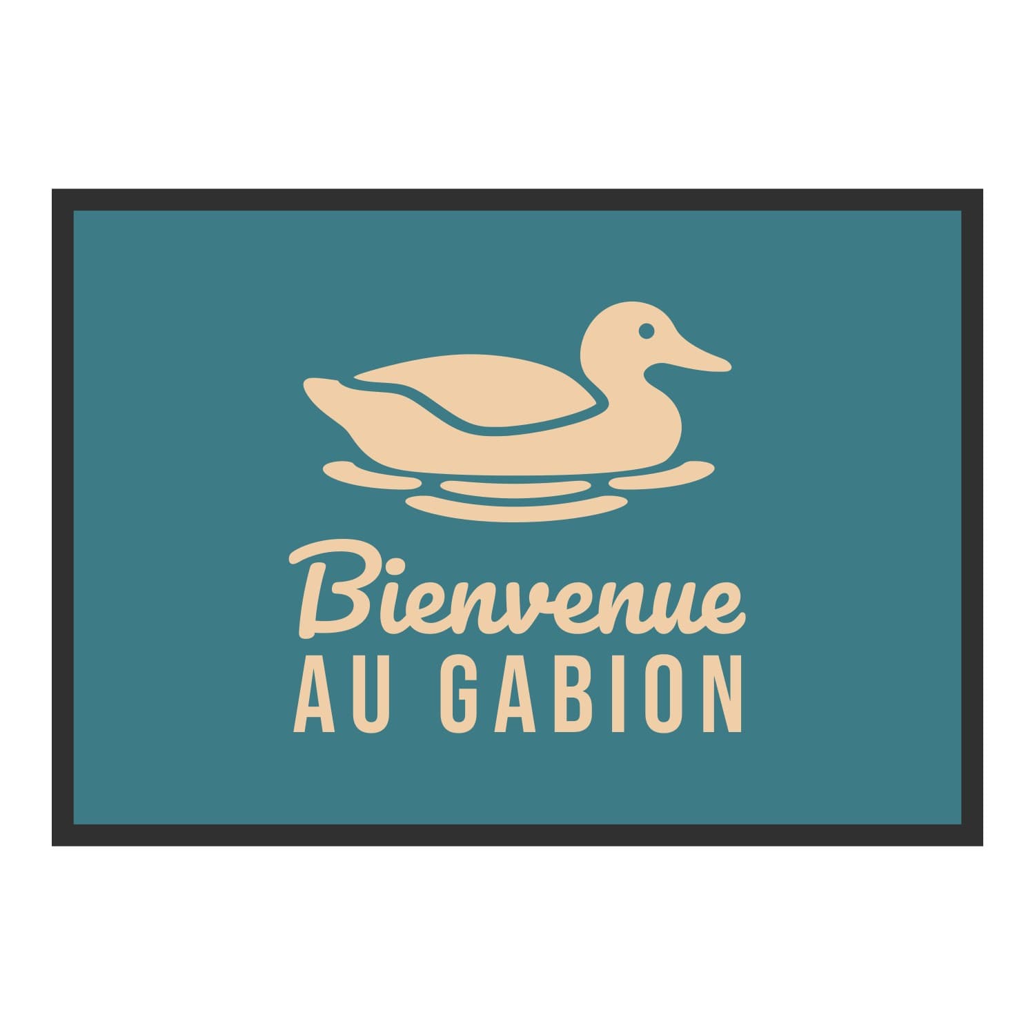 Vue du tapis Bienvenue au gabion dans son format et ses couleurs de départ