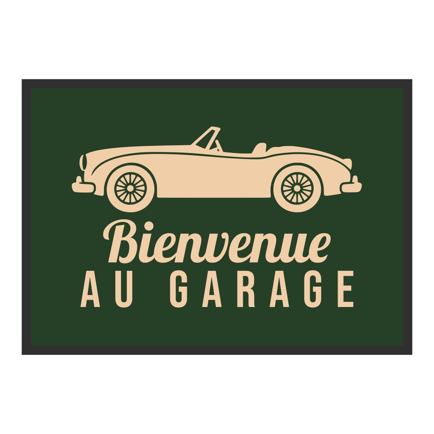 Vue du tapis Bienvenue au garage dans son format et ses couleurs de départ