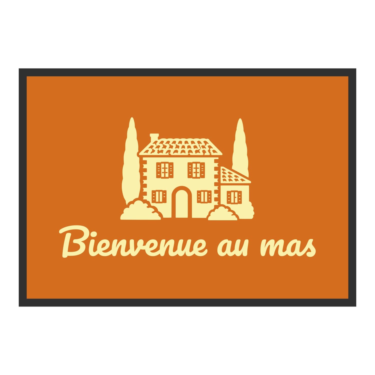 Vue du tapis Bienvenue au mas dans son format et ses couleurs de départ