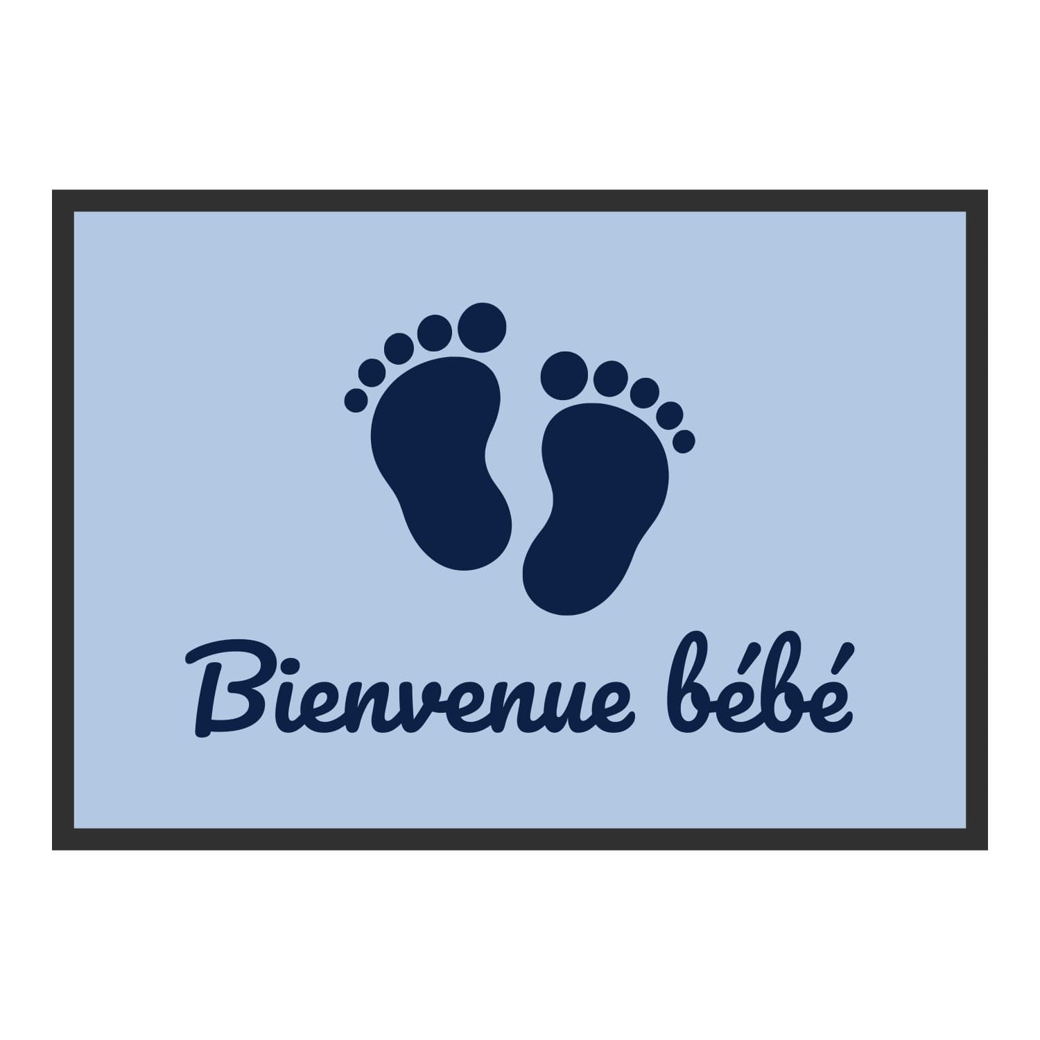 Vue du tapis Bienvenue bébé dans son format et ses couleurs de départ
