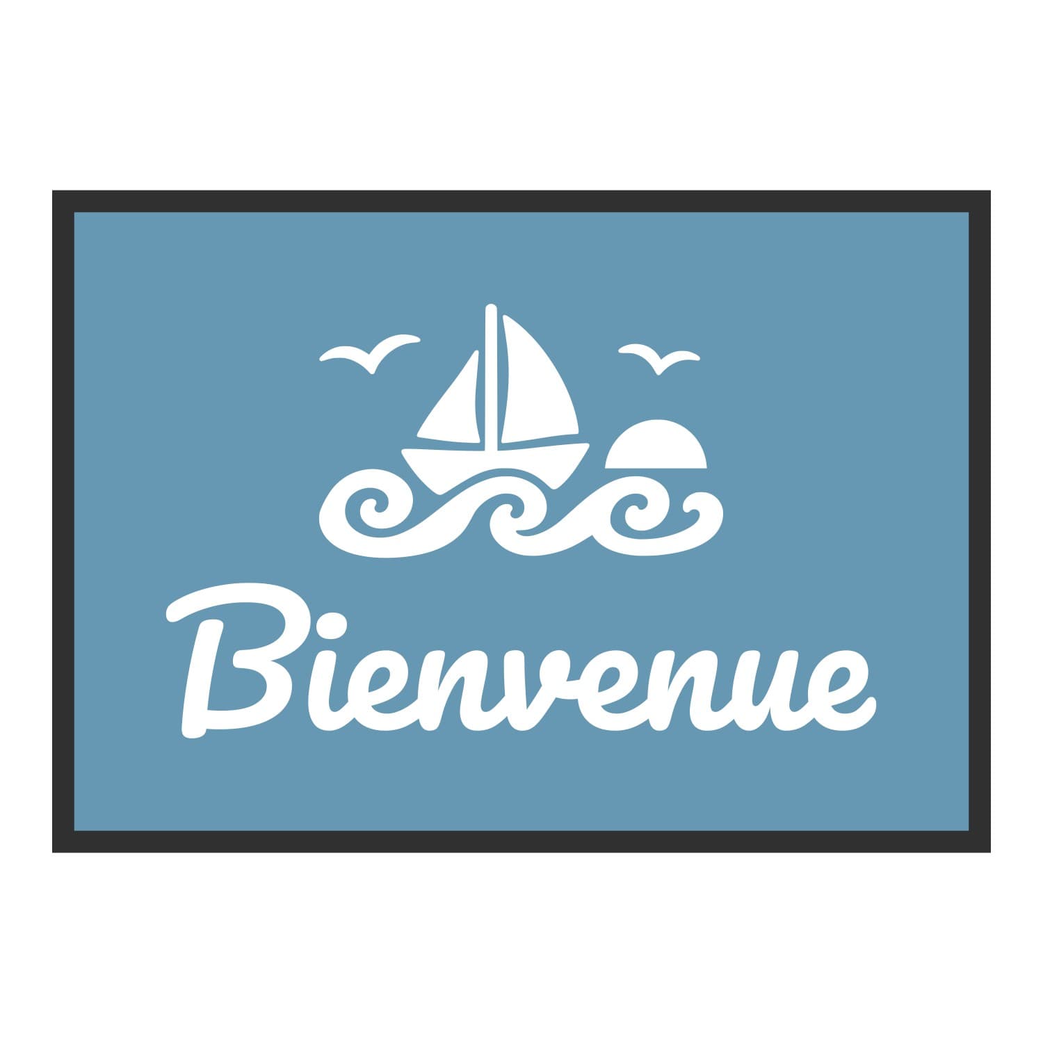 Vue du tapis Bienvenue bord de mer dans son format et ses couleurs de départ