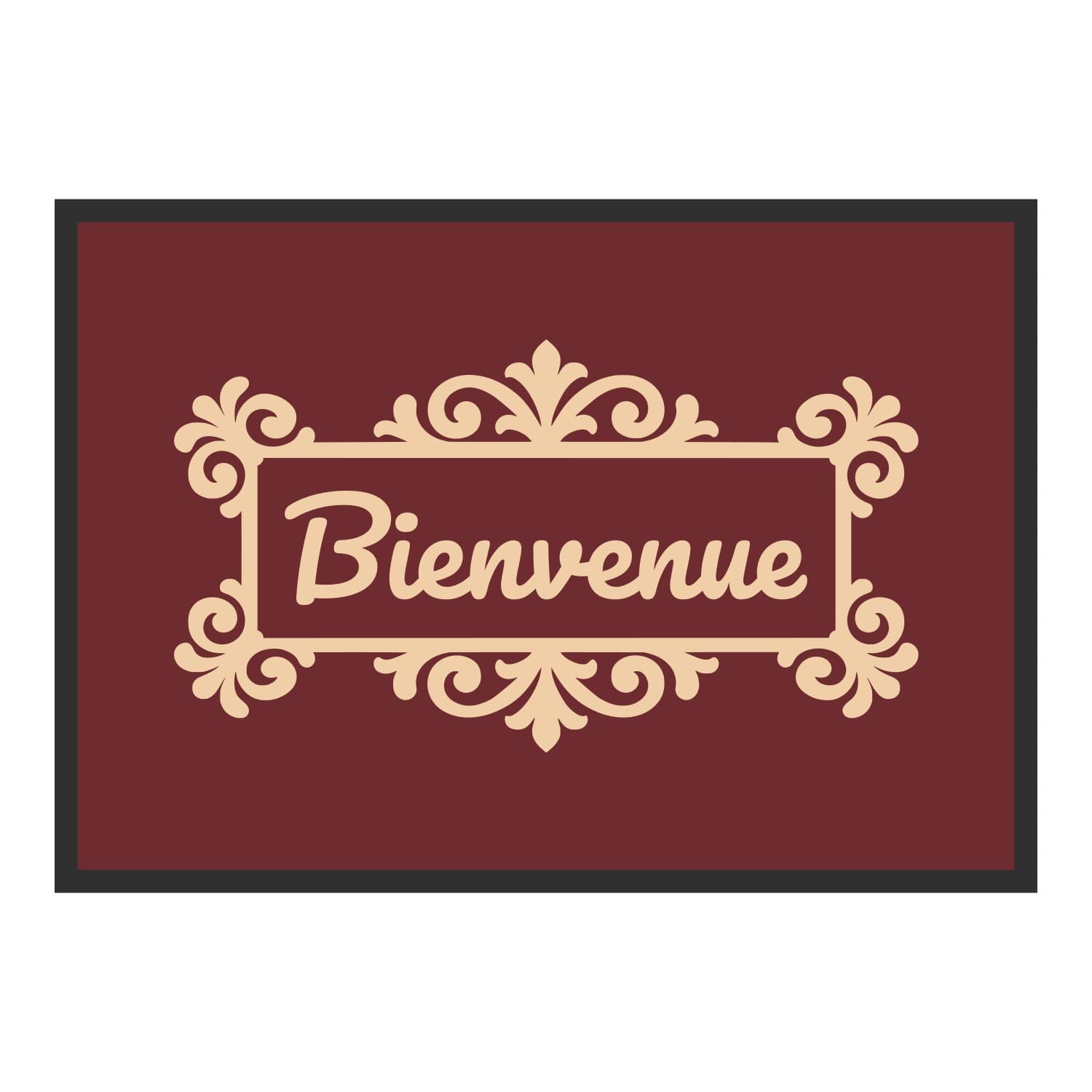 Vue du tapis Bienvenue cadre vintage dans son format et ses couleurs de départ