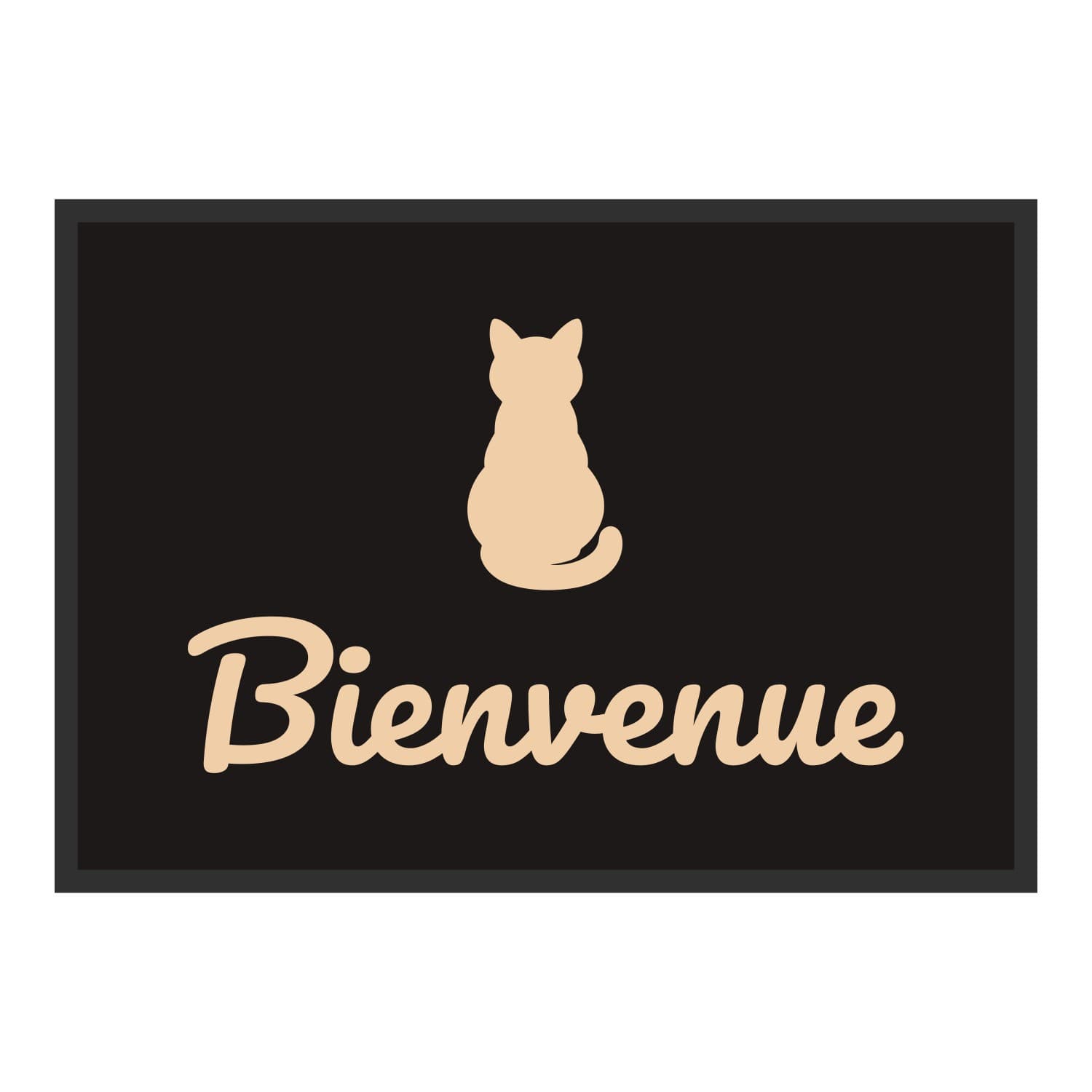Vue du tapis Bienvenue chat dans son format et ses couleurs de départ