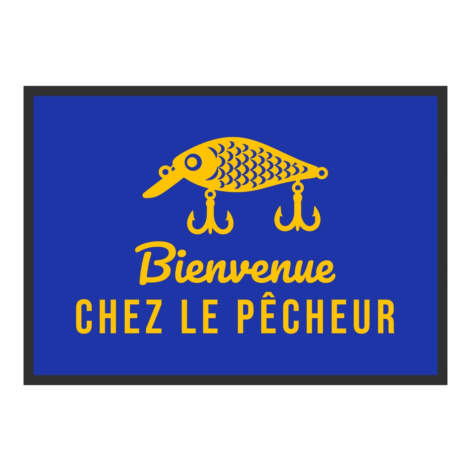 Vue du tapis Bienvenue chez le pêcheur dans son format et ses couleurs de départ