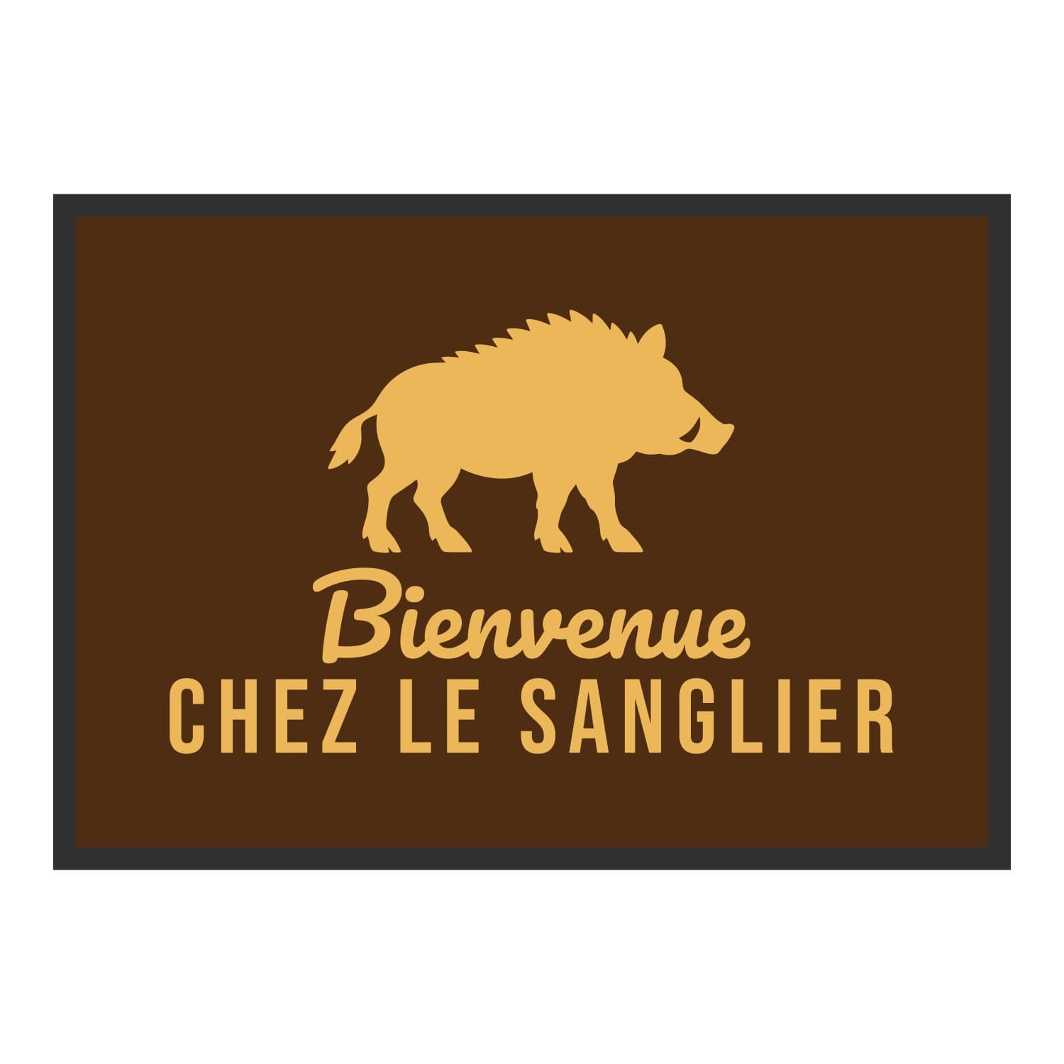 Vue du tapis Bienvenue chez le sanglier dans son format et ses couleurs de départ