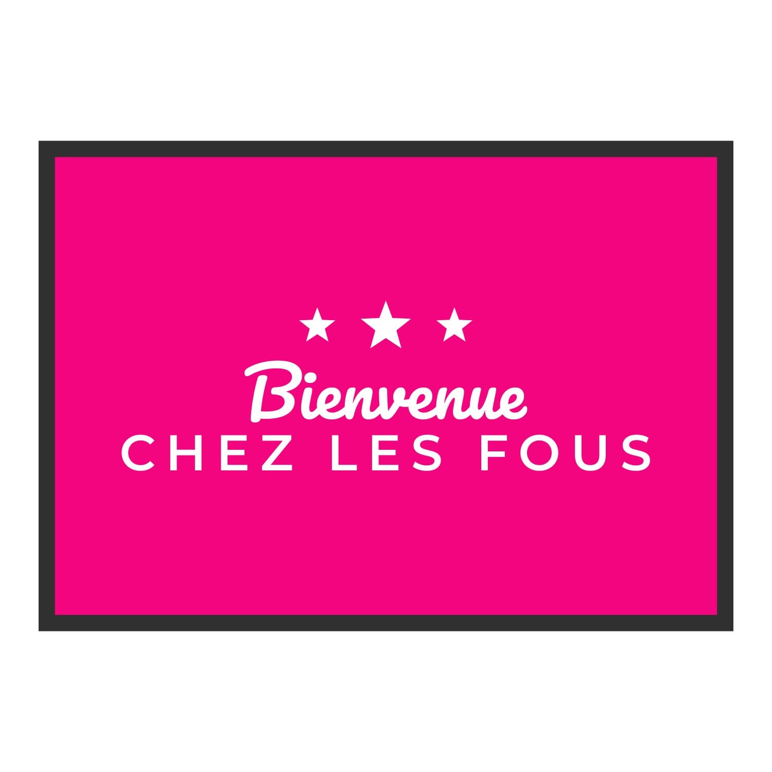 Vue du tapis Bienvenue chez les fous dans son format et ses couleurs de départ