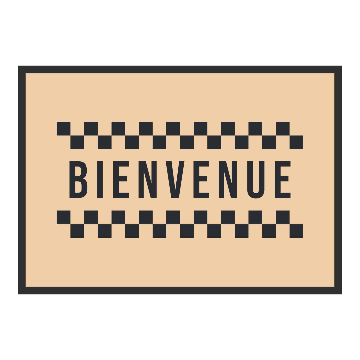 Vue du tapis Bienvenue damier dans son format et ses couleurs de départ