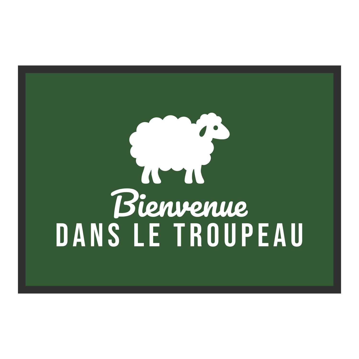 Vue du tapis Bienvenue dans le troupeau dans son format et ses couleurs de départ