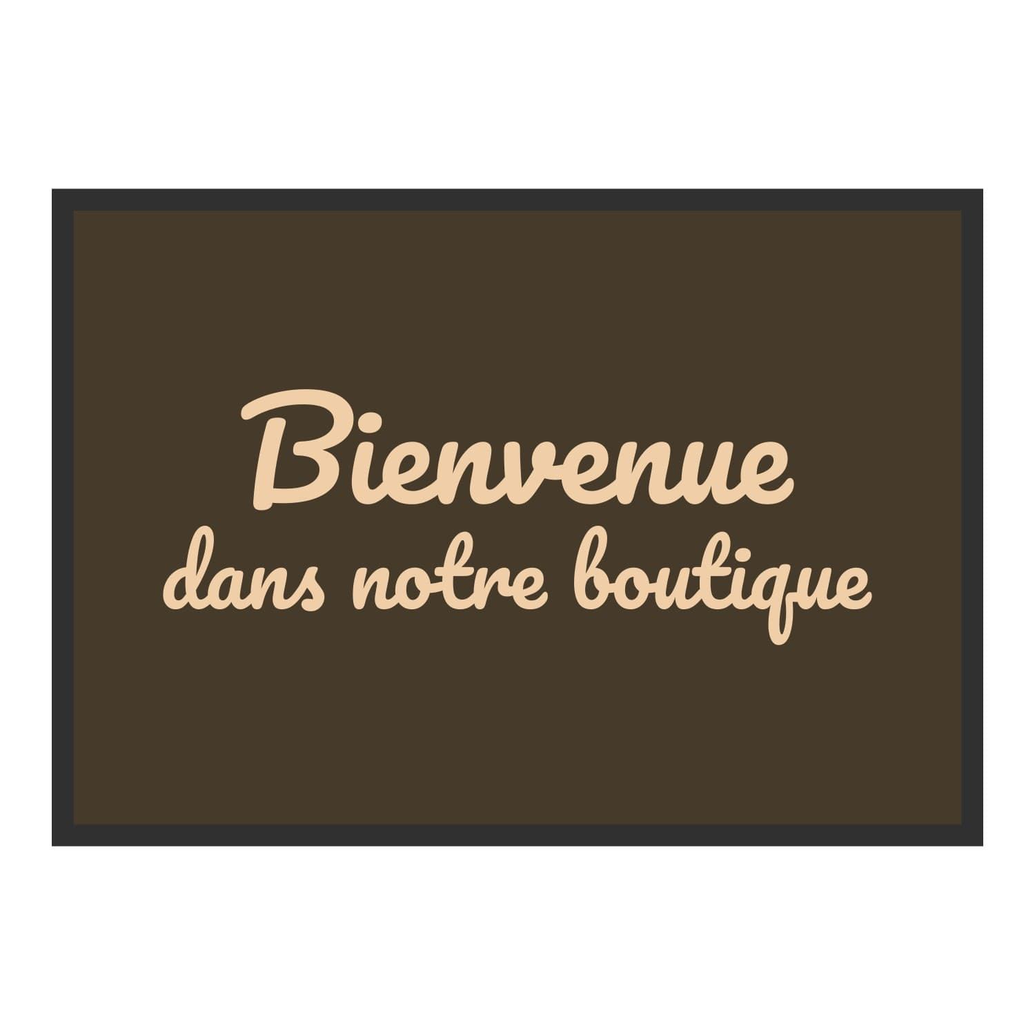 Vue du tapis Bienvenue dans notre boutique dans son format et ses couleurs de départ