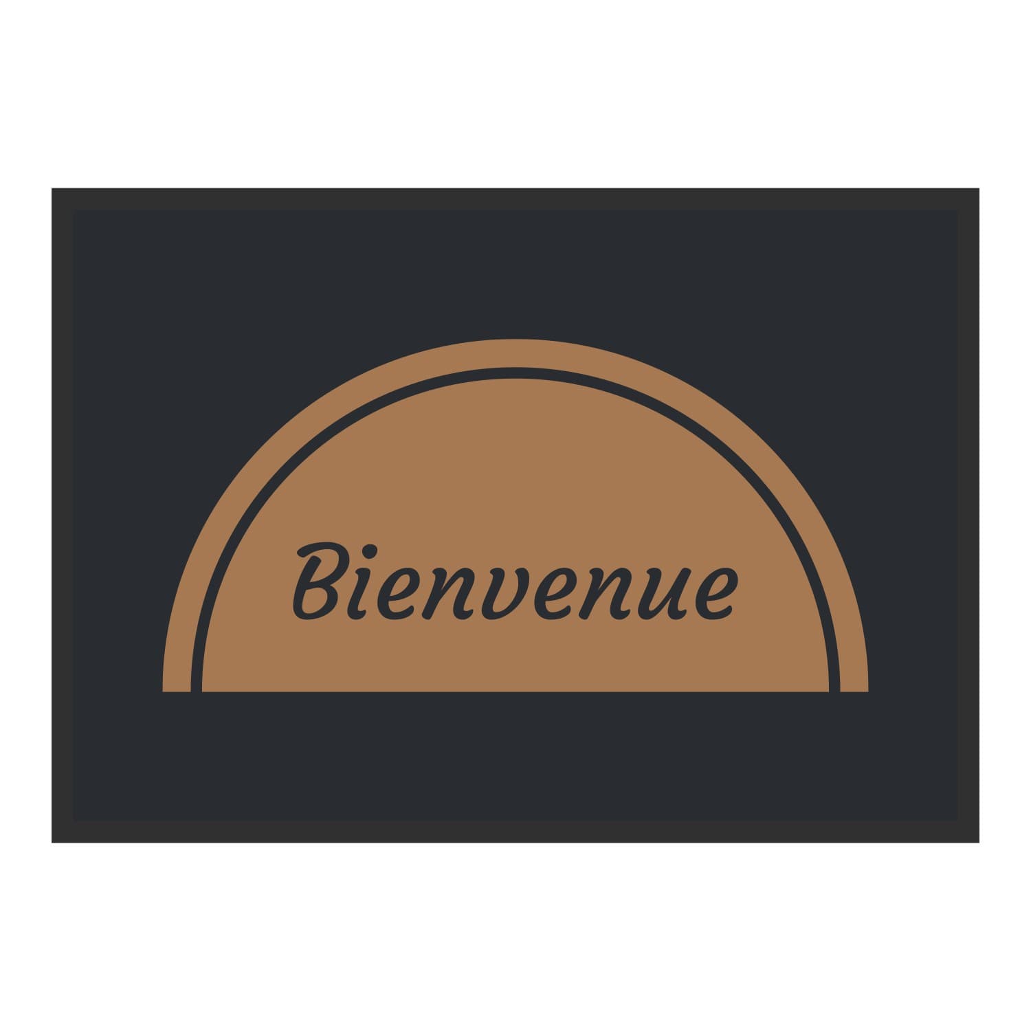 Vue du tapis Bienvenue demi-lune dans son format et ses couleurs de départ