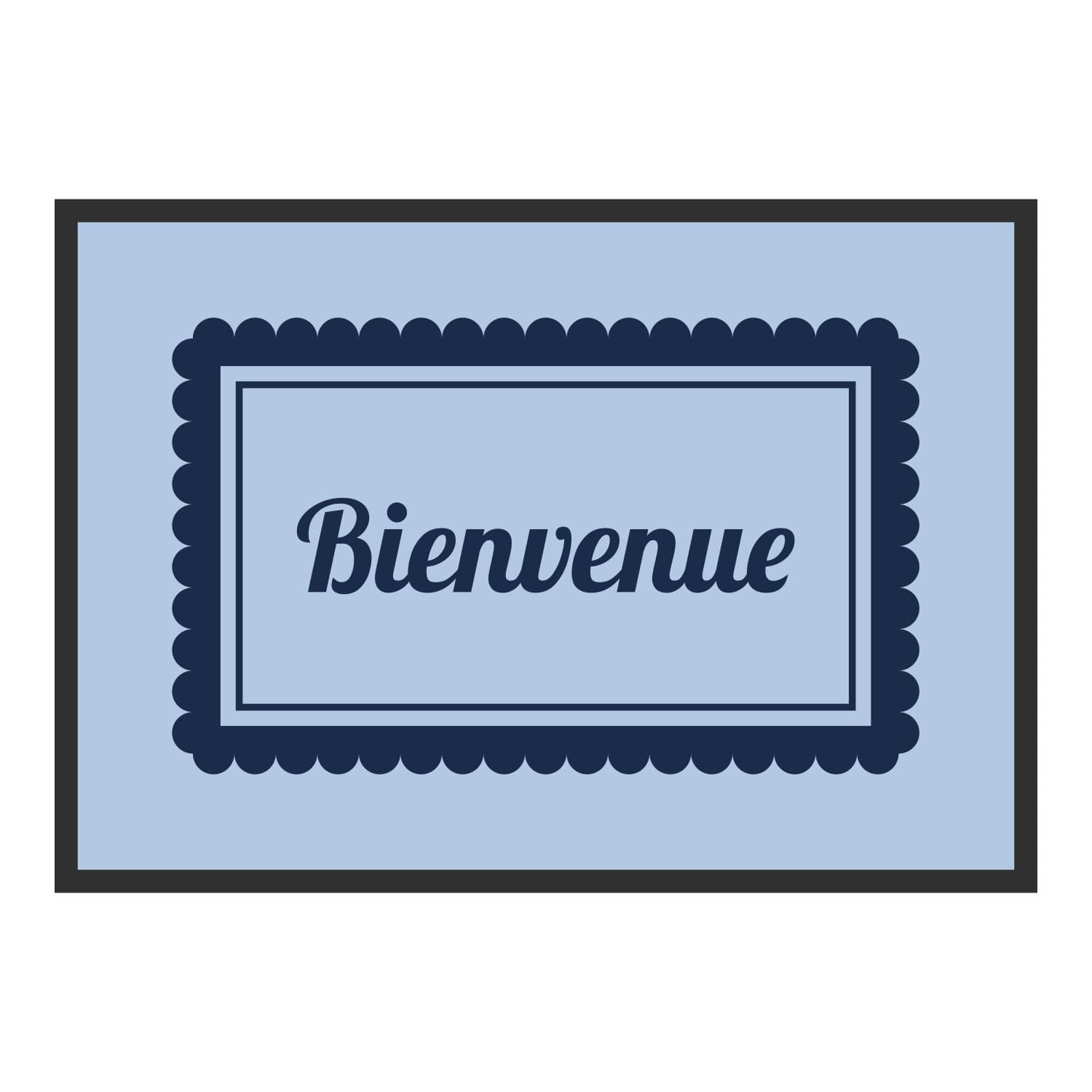 Vue du tapis Bienvenue festons dans son format et ses couleurs de départ