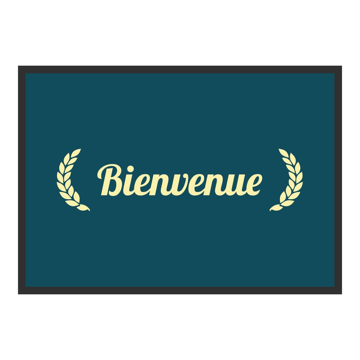 Vue du tapis Bienvenue lauriers dans son format et ses couleurs de départ