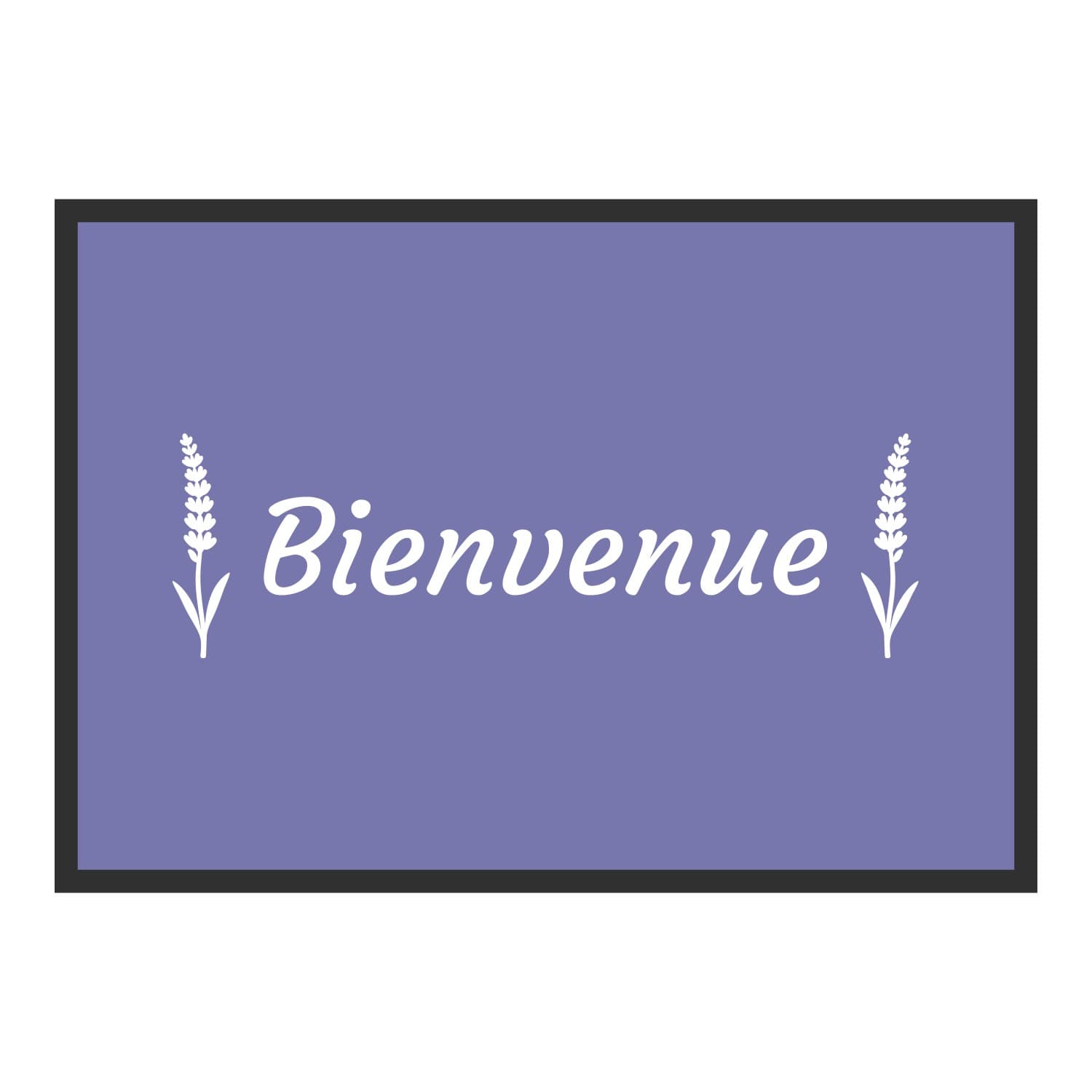 Vue du tapis Bienvenue lavande dans son format et ses couleurs de départ