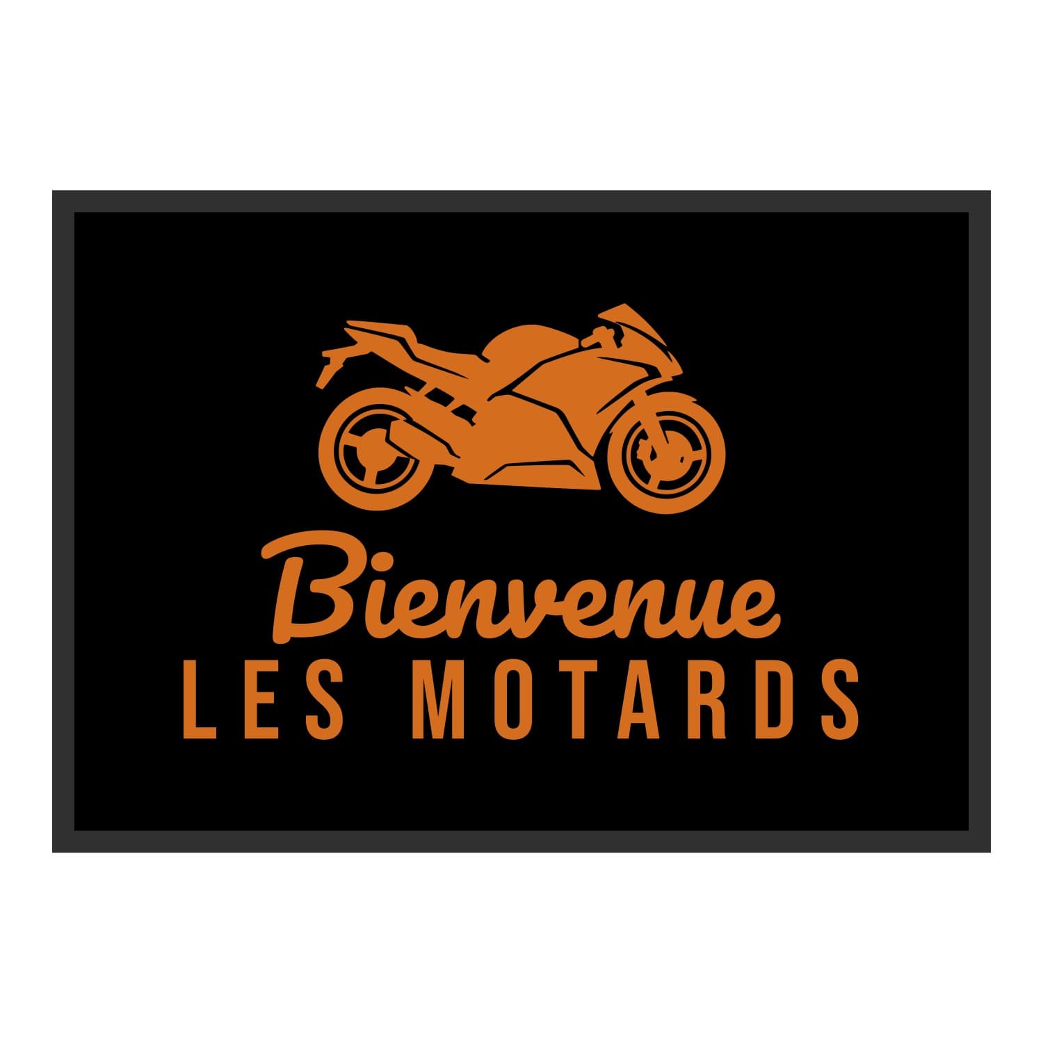 Vue du tapis Bienvenue les motards dans son format et ses couleurs de départ
