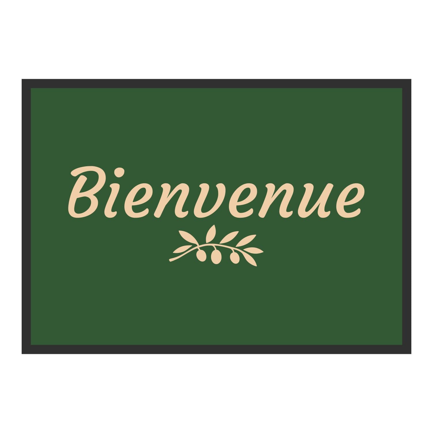 Vue du tapis Bienvenue olivier dans son format et ses couleurs de départ