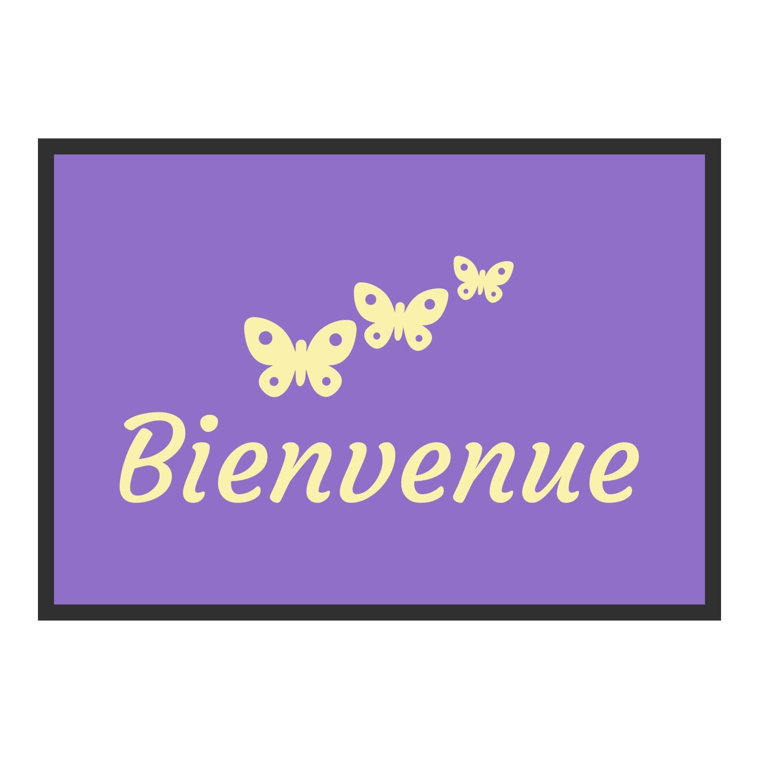 Vue du tapis Bienvenue papillons dans son format et ses couleurs de départ