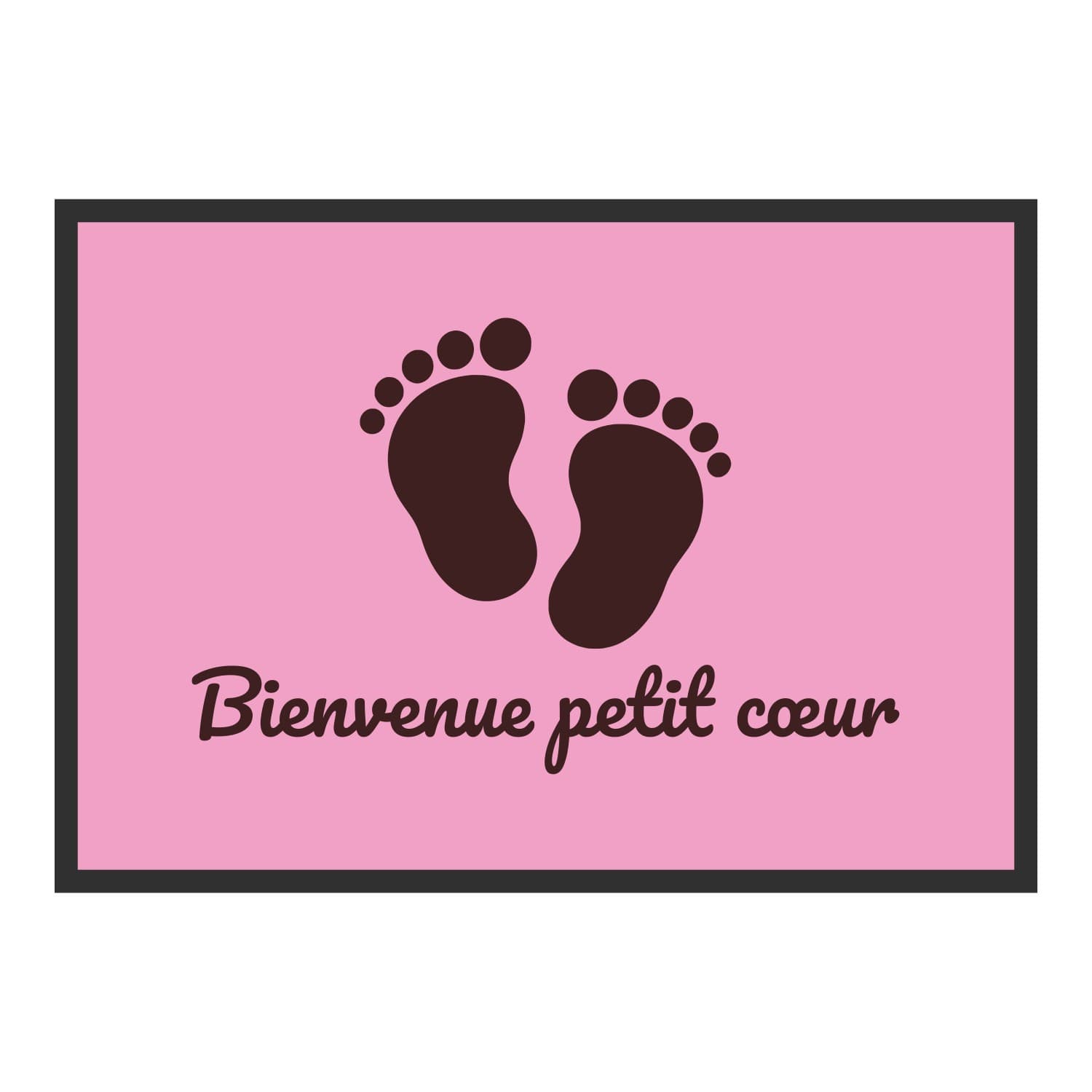 Vue du tapis Bienvenue petit cœur dans son format et ses couleurs de départ