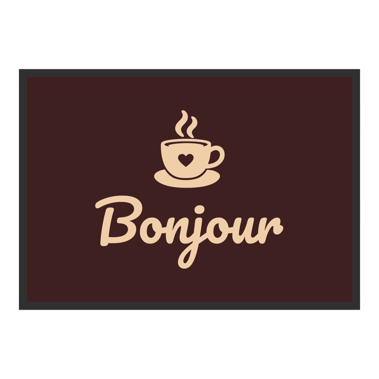 Vue du tapis Bonjour café dans son format et ses couleurs de départ