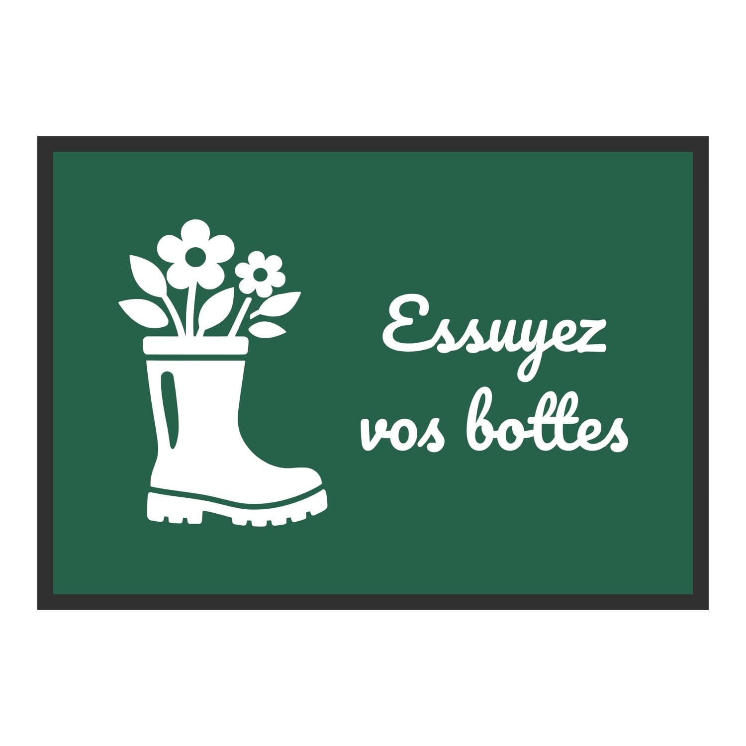 Vue du tapis Essuyez vos bottes de jardin dans son format et ses couleurs de départ