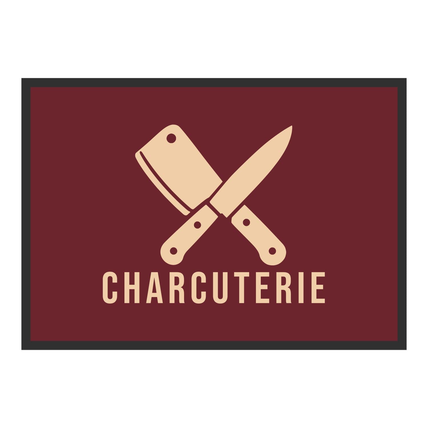 Vue du tapis Couperet Charcuterie dans son format et ses couleurs de départ