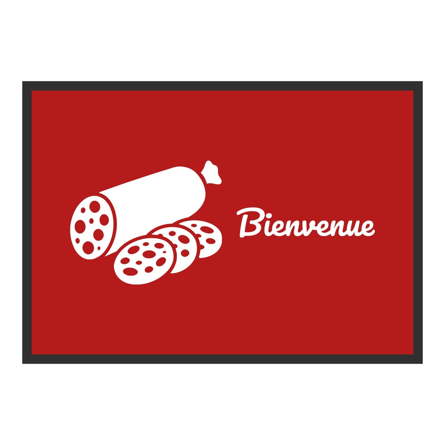 Vue du tapis Saucisson Bienvenue dans son format et ses couleurs de départ