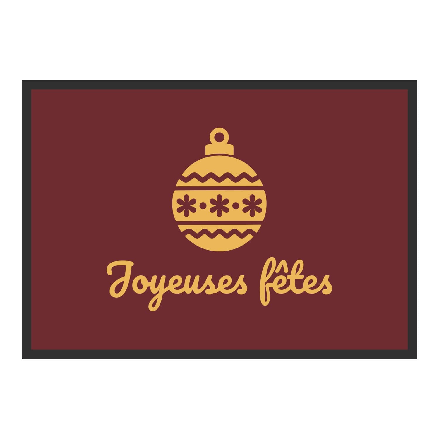 Vue du tapis Boule Joyeuses fêtes dans son format et ses couleurs de départ