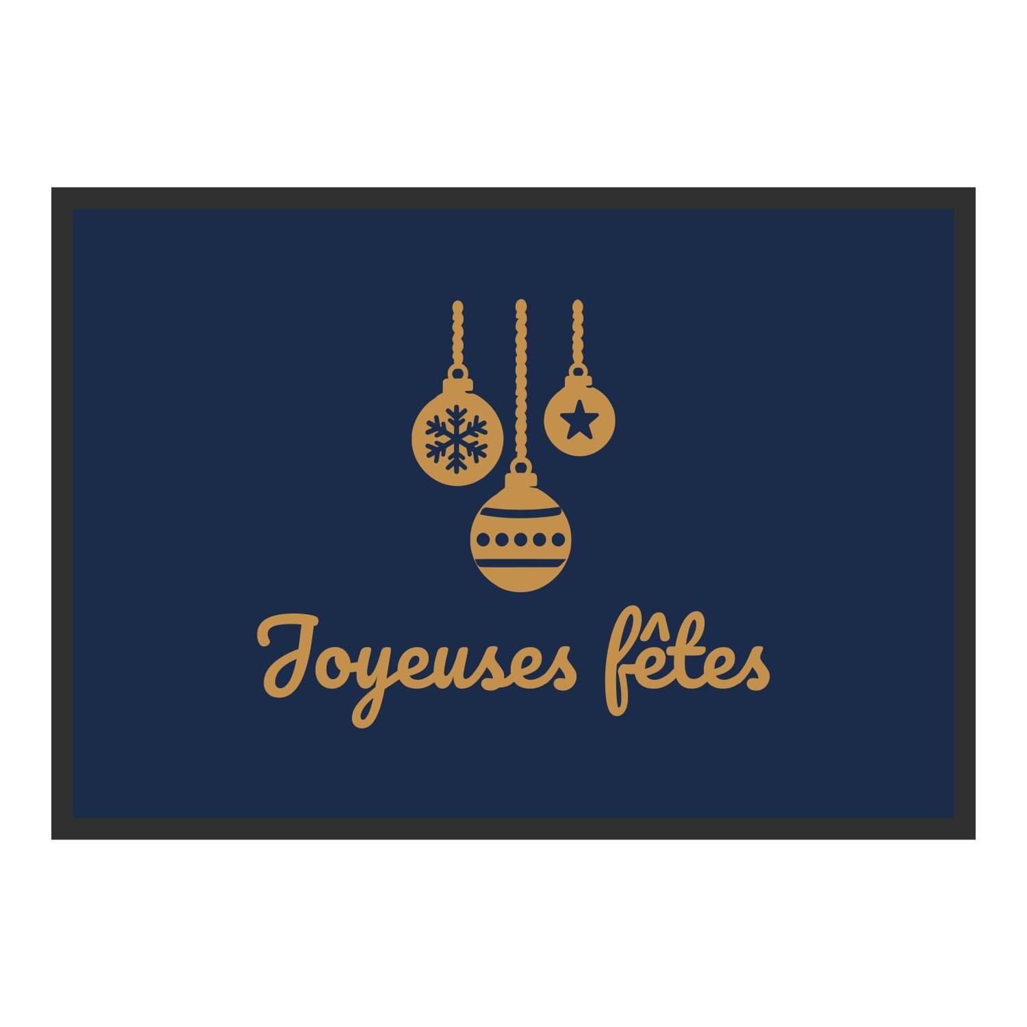 Vue du tapis Boules Joyeuses fêtes dans son format et ses couleurs de départ