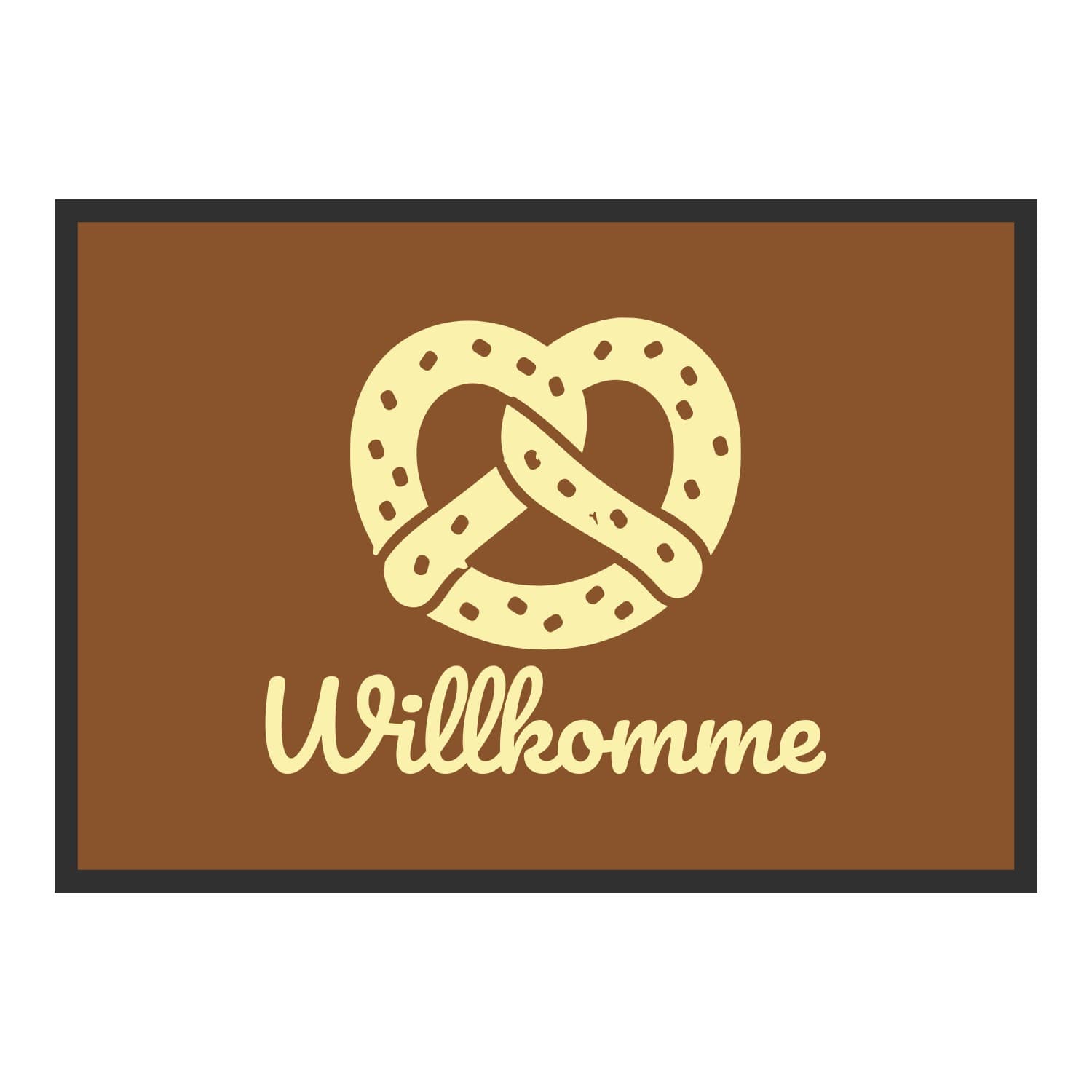Vue du tapis Bretzel Willkomme dans son format et ses couleurs de départ